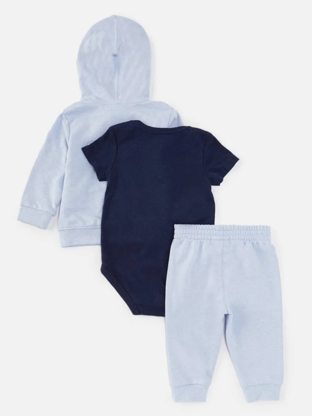 NWT Nike 3-Piece Set Light Blue Hoodie + Joggers with Navy Tee Bodysuit - 6M